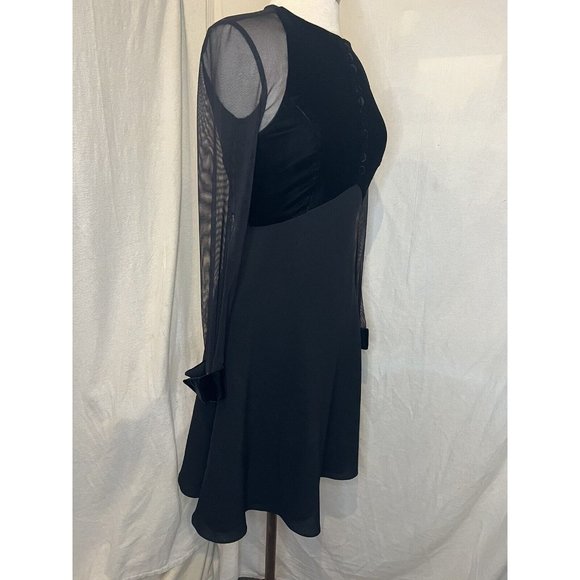 Beautiful RAMINI Dress Size 8 Black Long Sleeve Velvet, Sheer & Tulle Lined - Picture 8 of 14